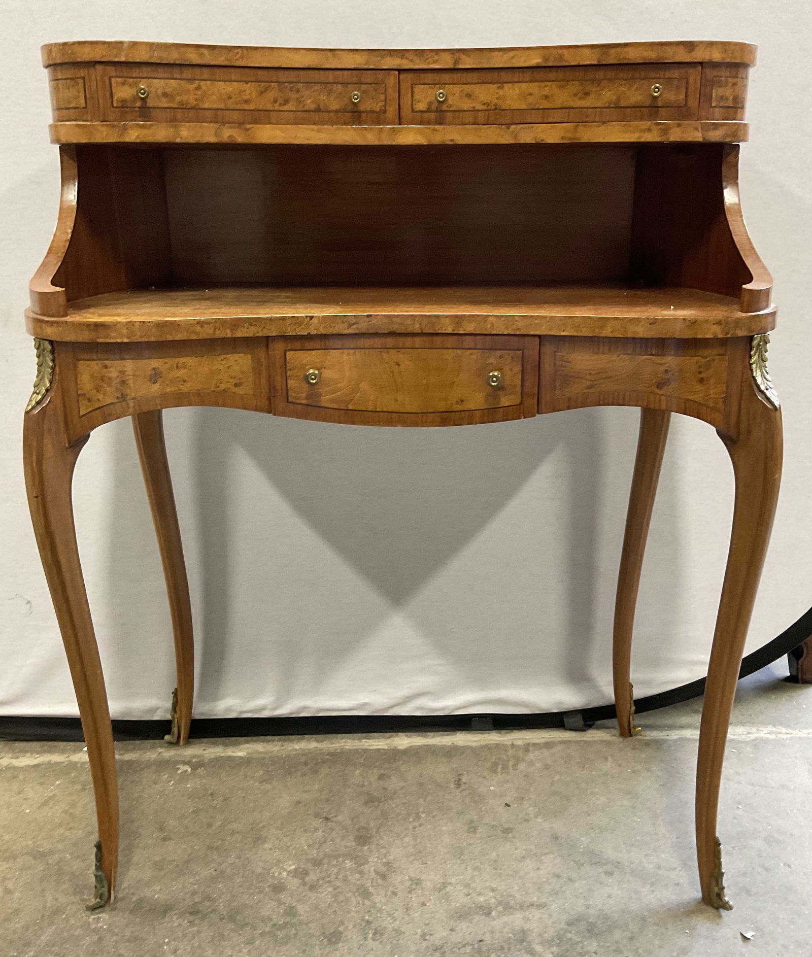 Vintage Louis XV Style Burl Wood Writing Desk (1 of 10)
