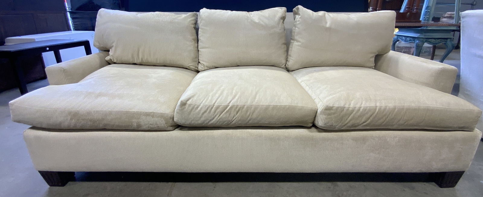 LEWIS MITTMAN Cream Sofa W Wooden Feet (1 of 8)