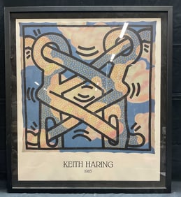 Framed Keith Haring Art Attack AIDS Offset Litho