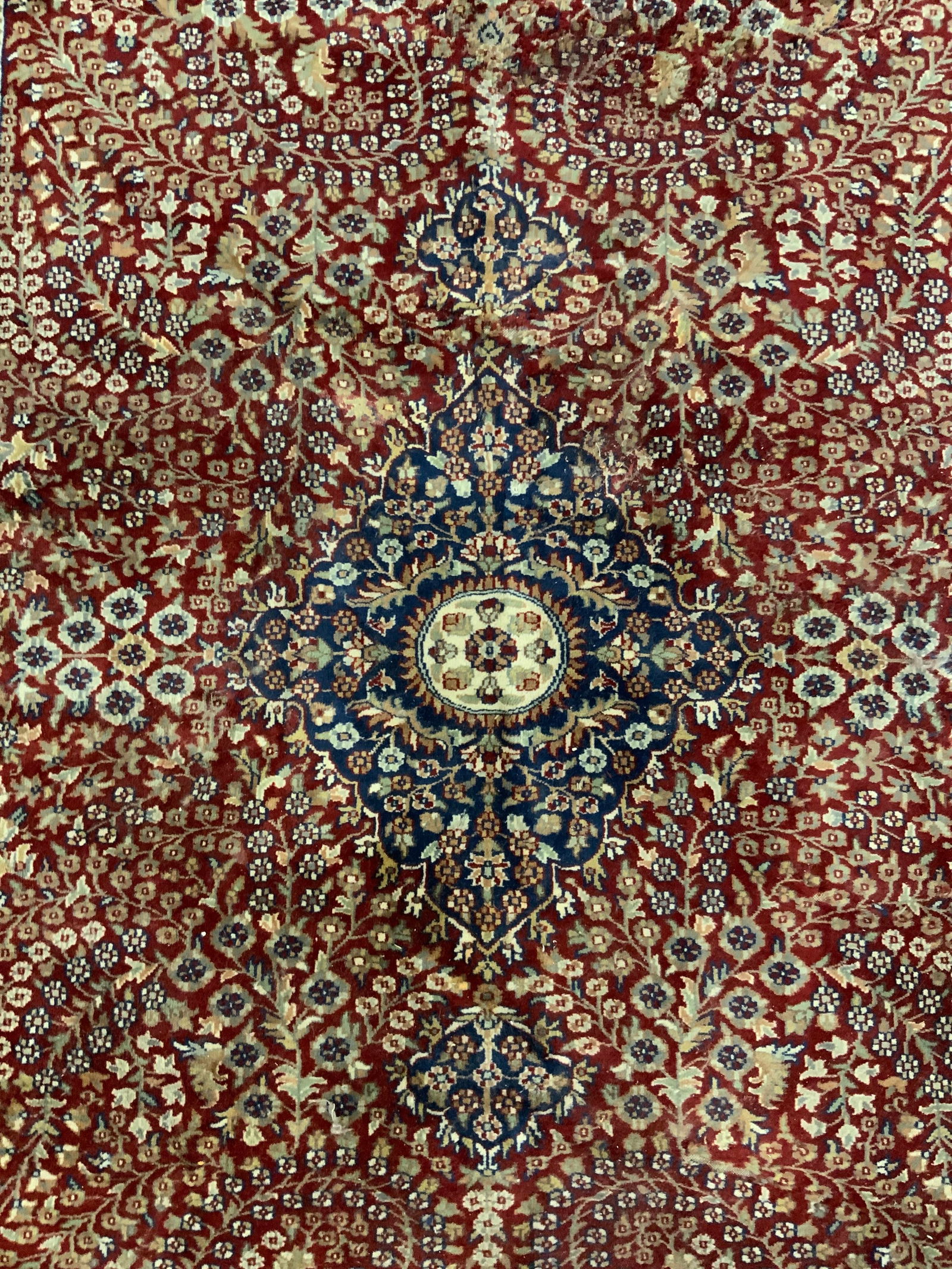 Vintage Handmade Fringed Oriental Wool Area Rug (1 of 9)