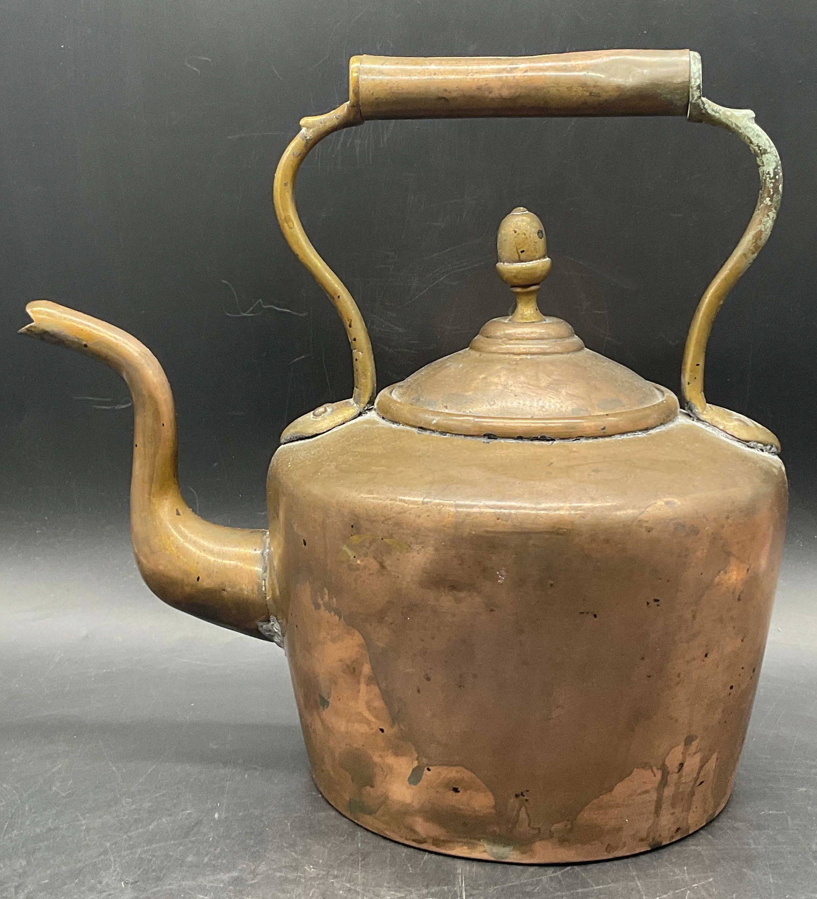Vintage Copper Top Handle Tea Kettle, Lidded (1 of 7)