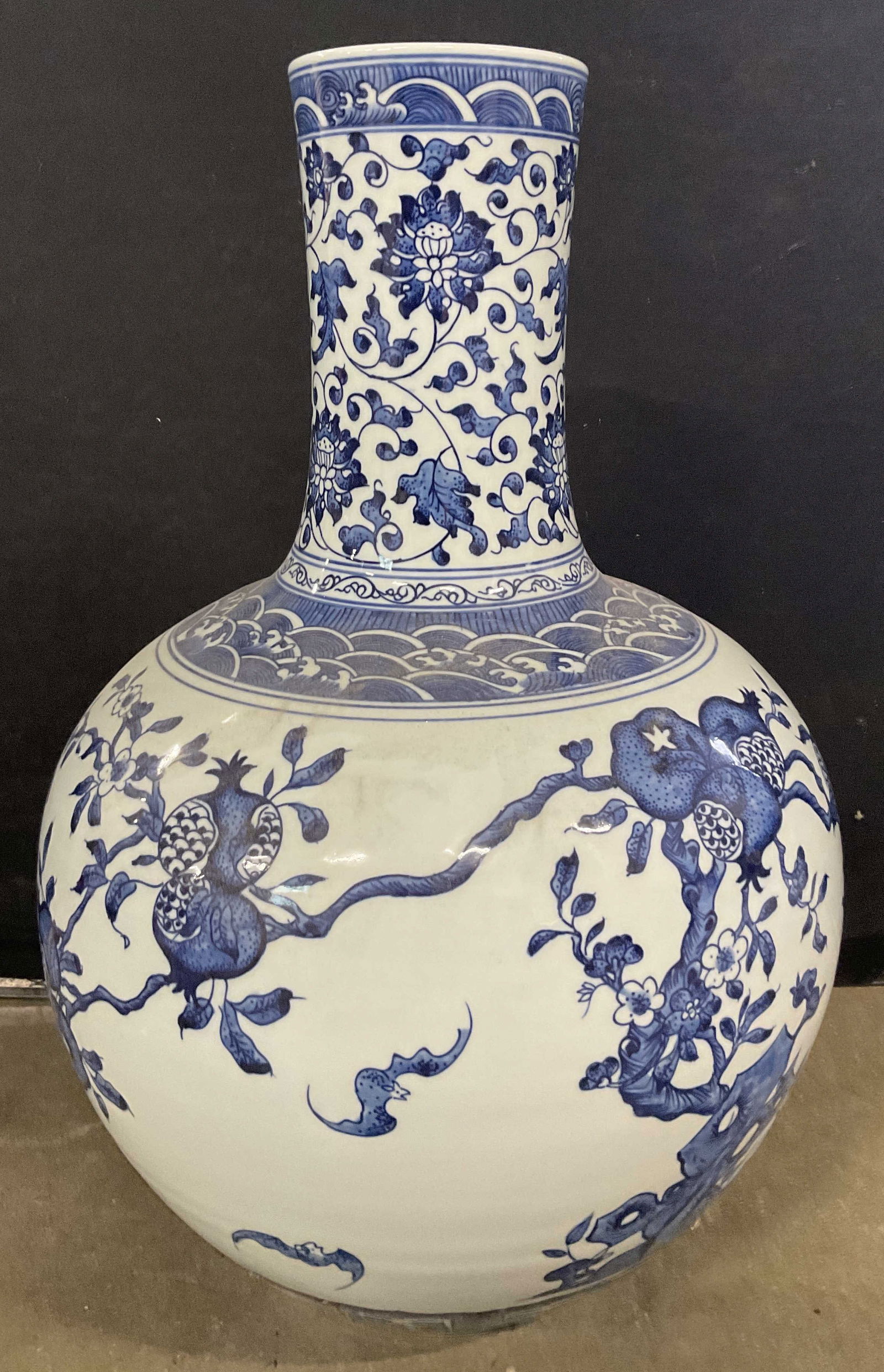 Sgn Vintage Hand Painted Porcelain Asian Vase 22in (1 of 9)