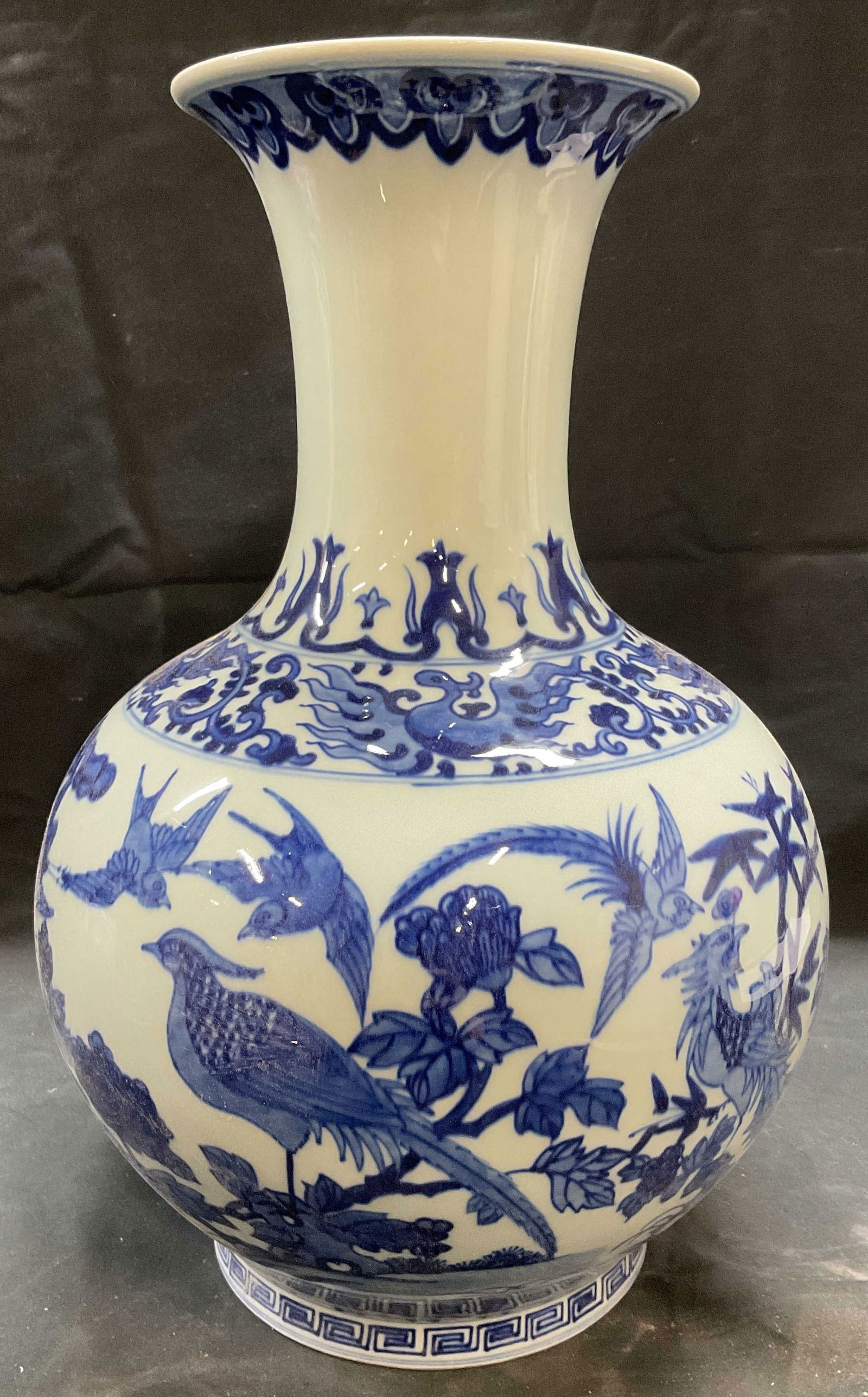 Chinese Porcelain Blue & White Bird Vase 13 in H (1 of 7)