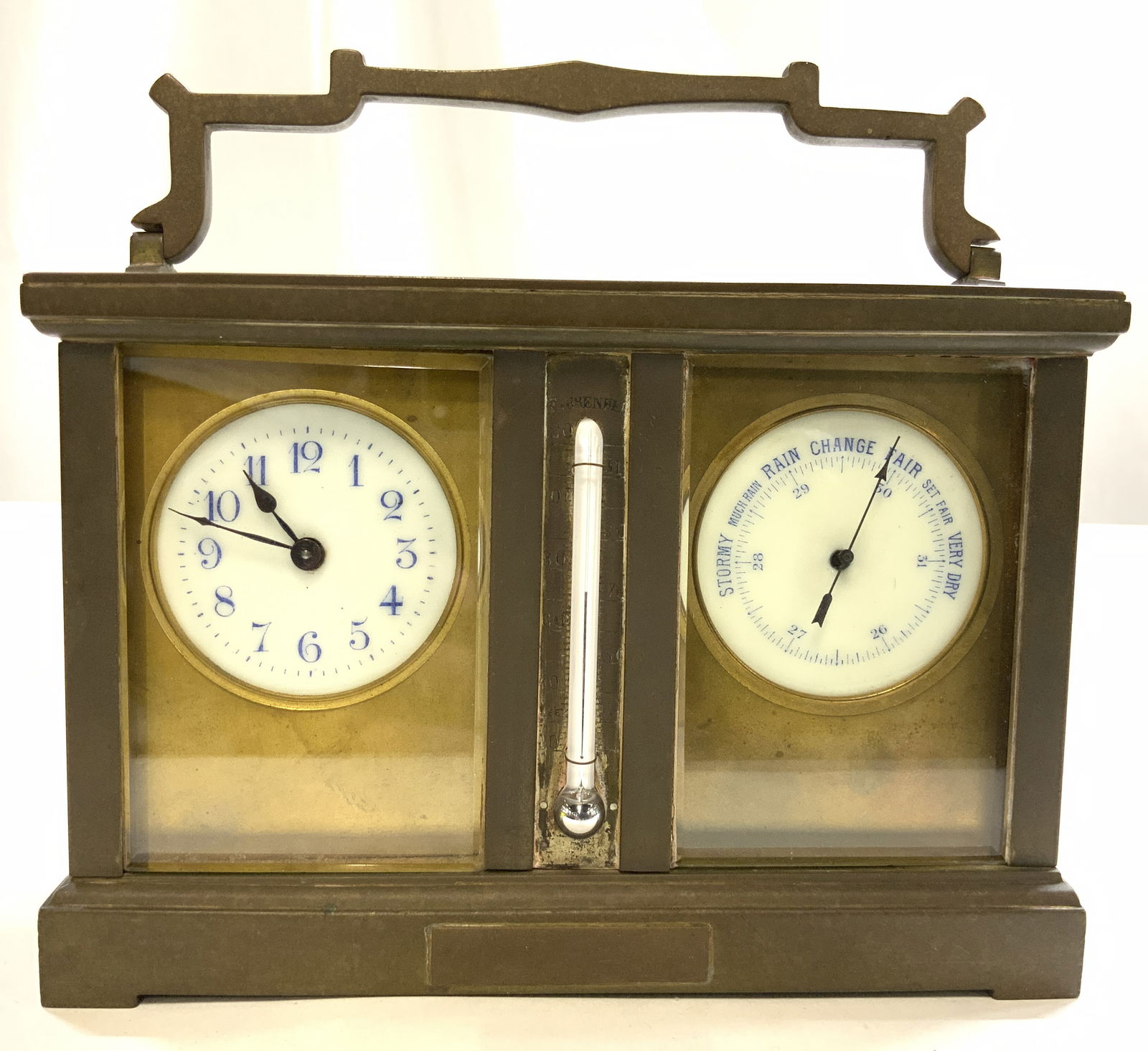 Vntg French Carriage Clock Barometer Thermometer (1 of 8)