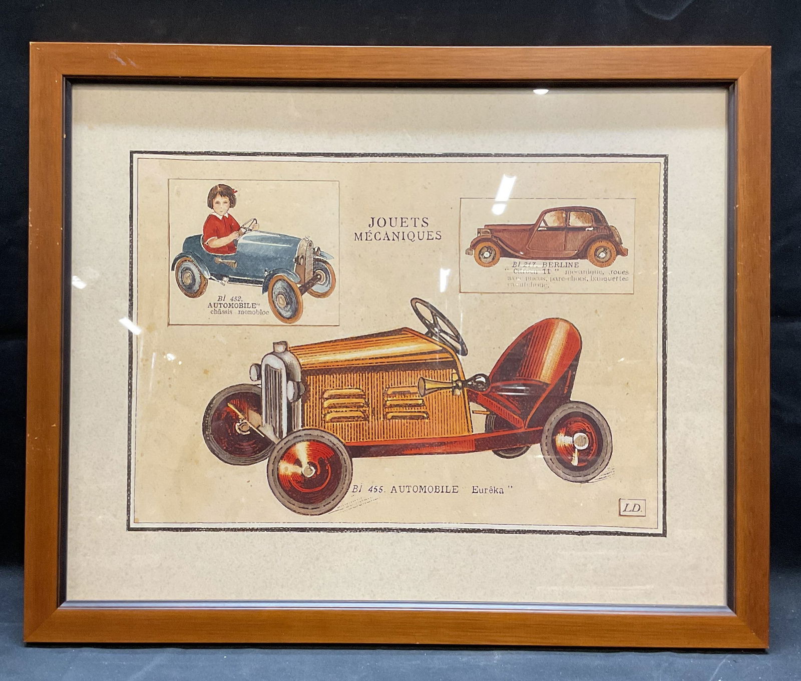 Framed Jouets Mecaniques Toy Car Lithograph (1 of 6)