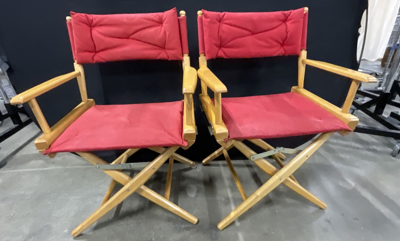 Pair TELESCOPE Wooden Director Folding Chairs USA (1 of 10)