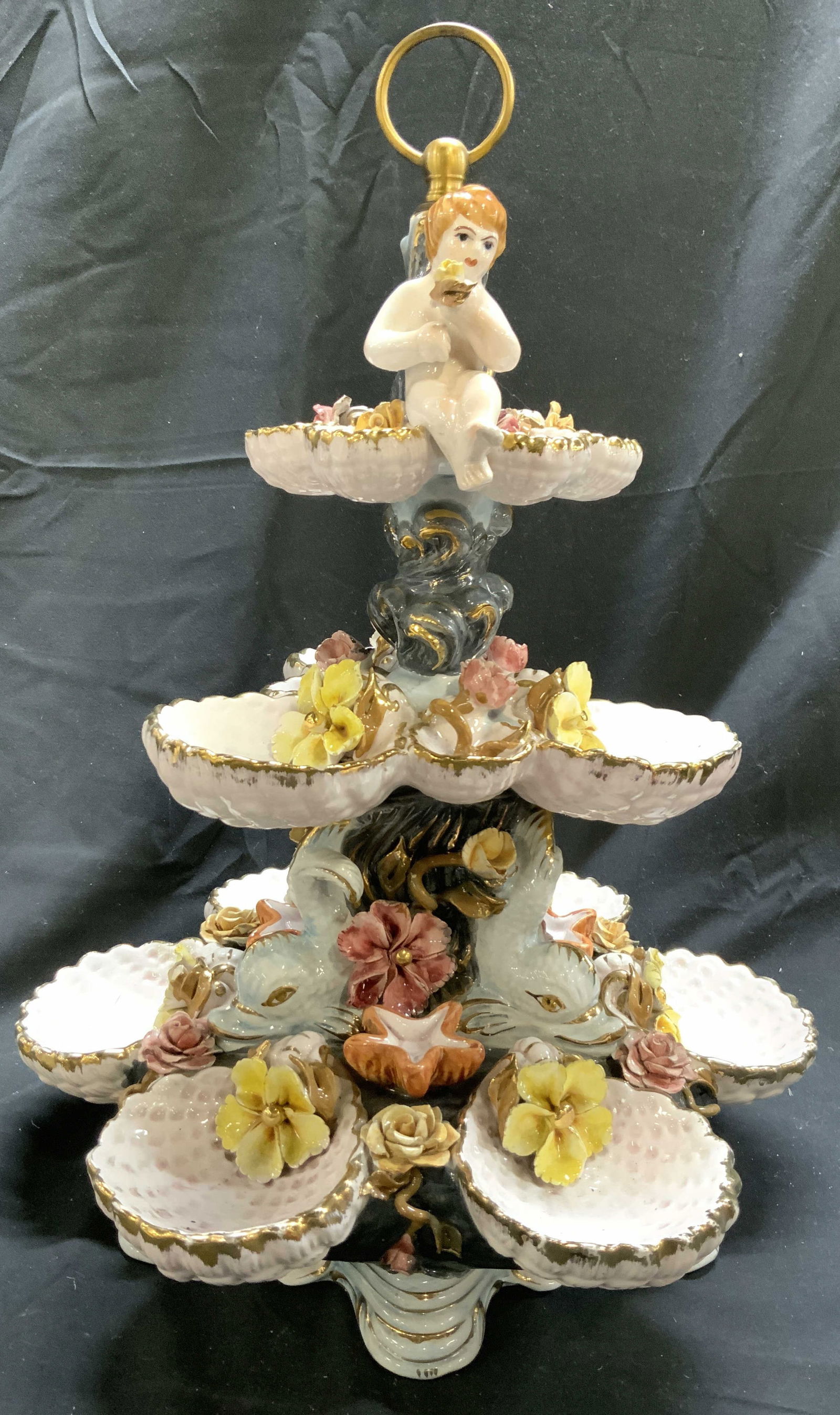 CAPODIMONTE BENROSE Vntg Porcelain Tiered Stand (1 of 9)