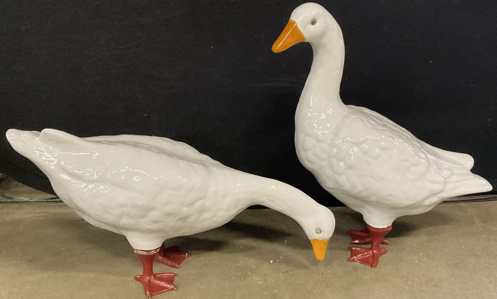 Pair SIGMA ITALY White Ceramic Duck Statues 18.5in (1 of 10)