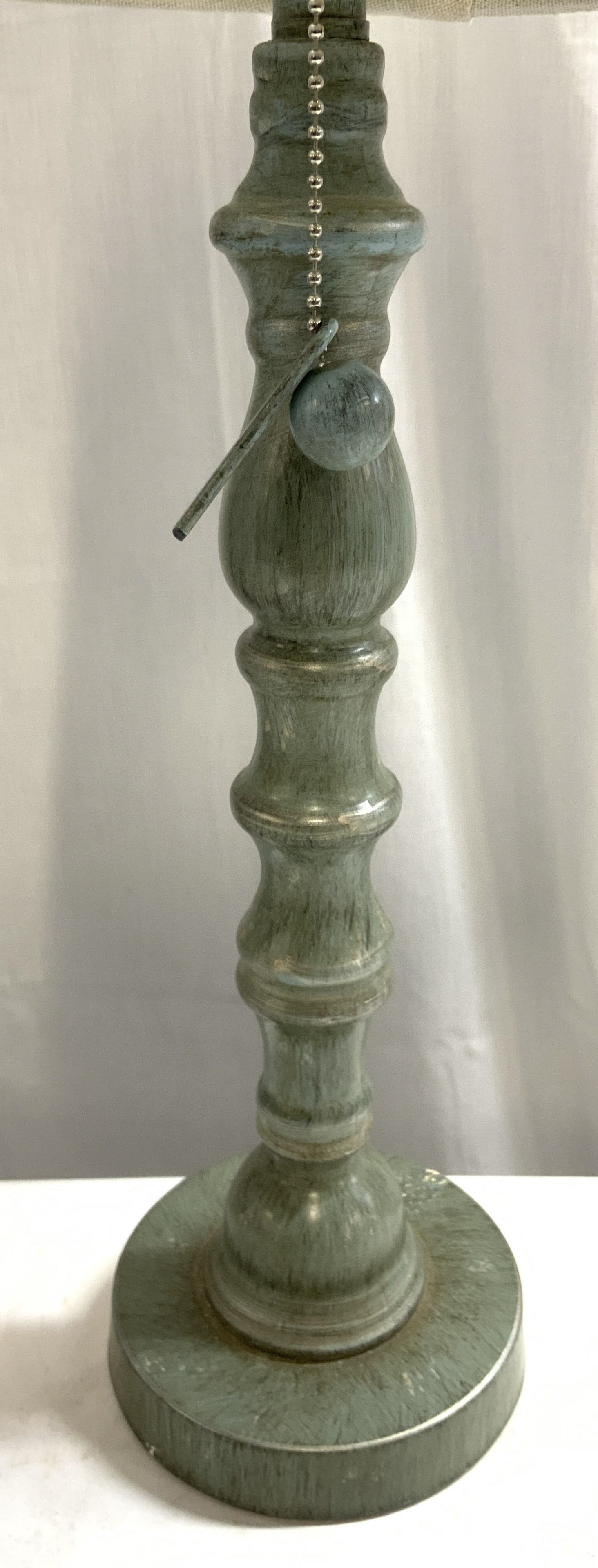 Metal Lamp W Shade Finial & Beaded Pull Switch (1 of 8)