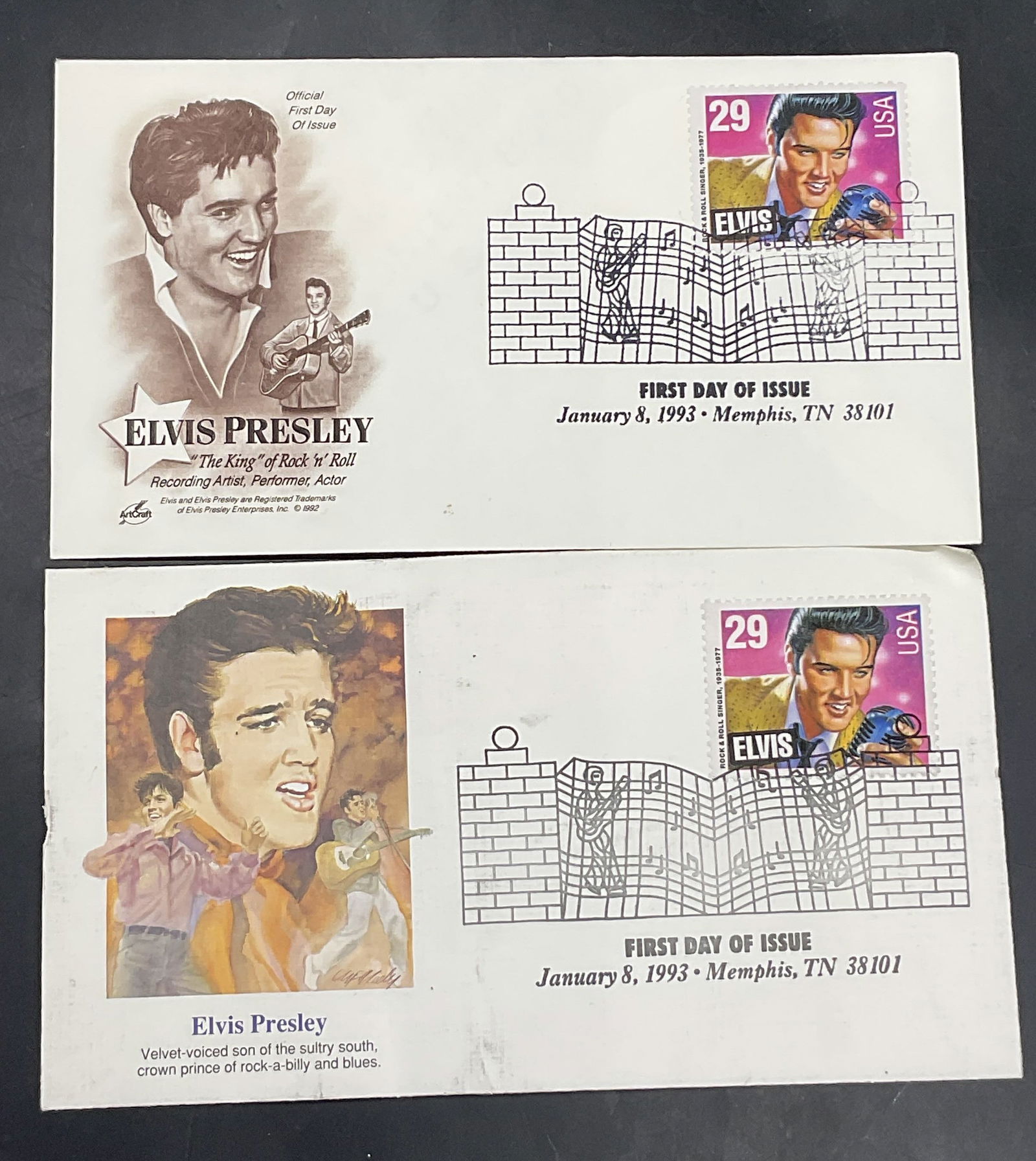 2 1993 First Day Issue Elvis Stamps W/ Envelopes (1 of 8)