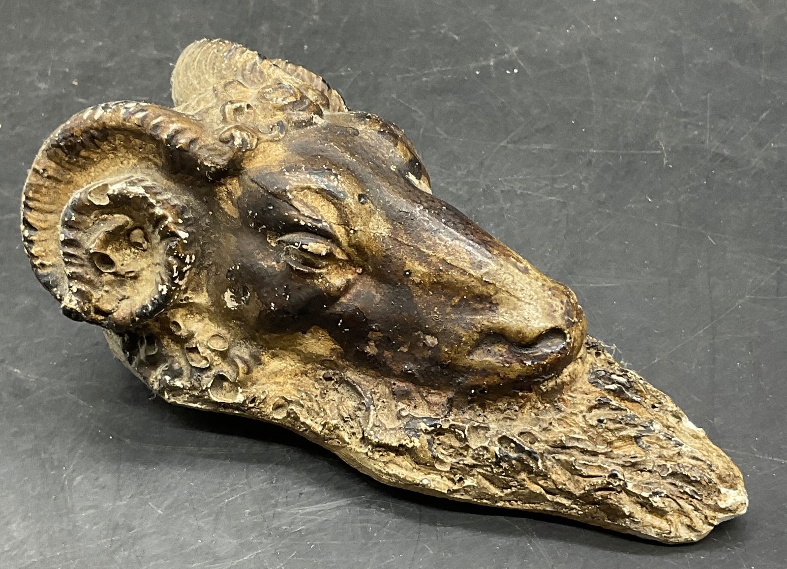 Vintage Chalkware Ram Head Figural Wall Hanging (1 of 9)