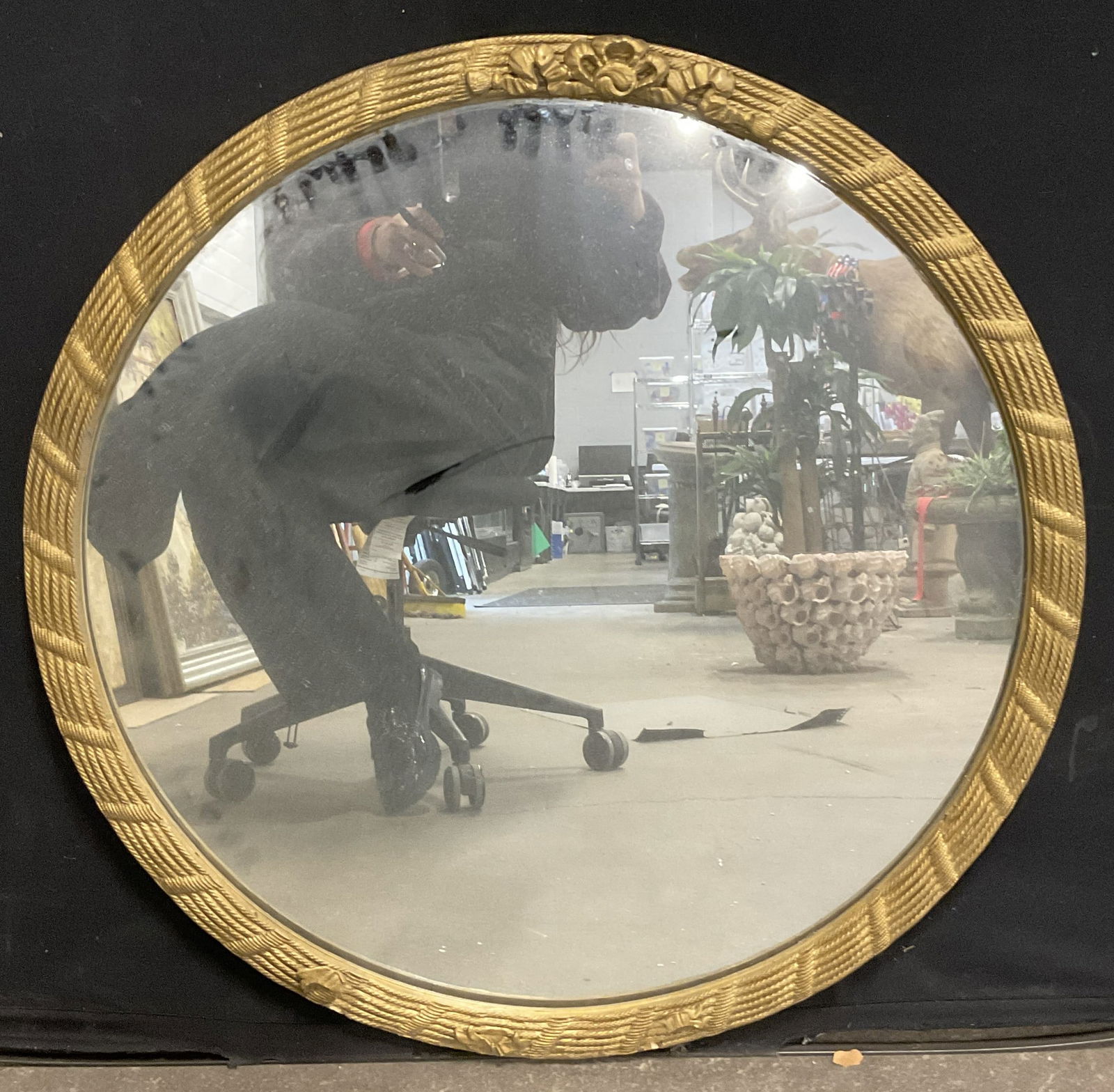 Vintage Round Gilt Wood Wall Mirror (1 of 8)