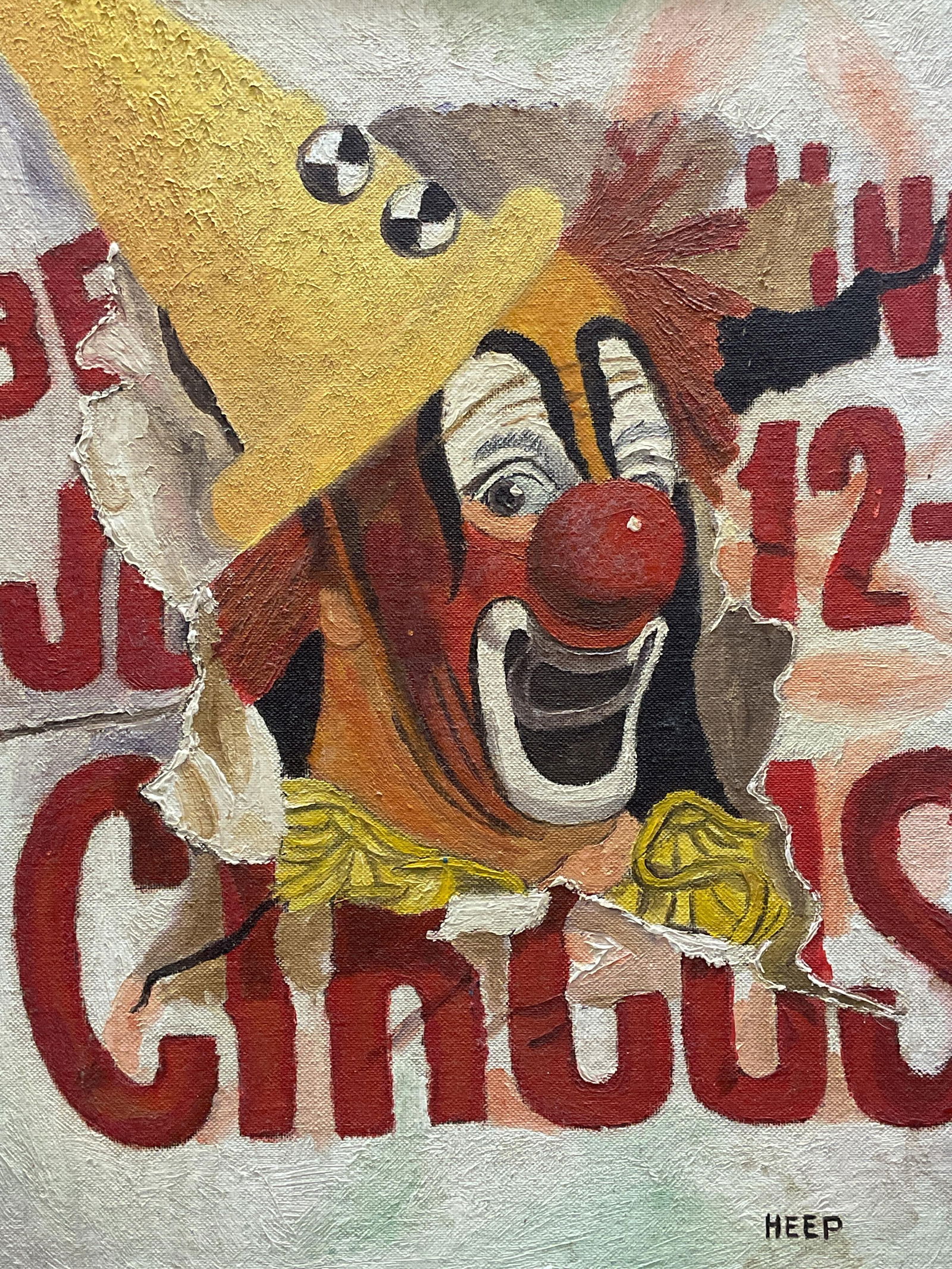 Signed Heep Lou Jacobs Clown Oil Painting (1 of 6)