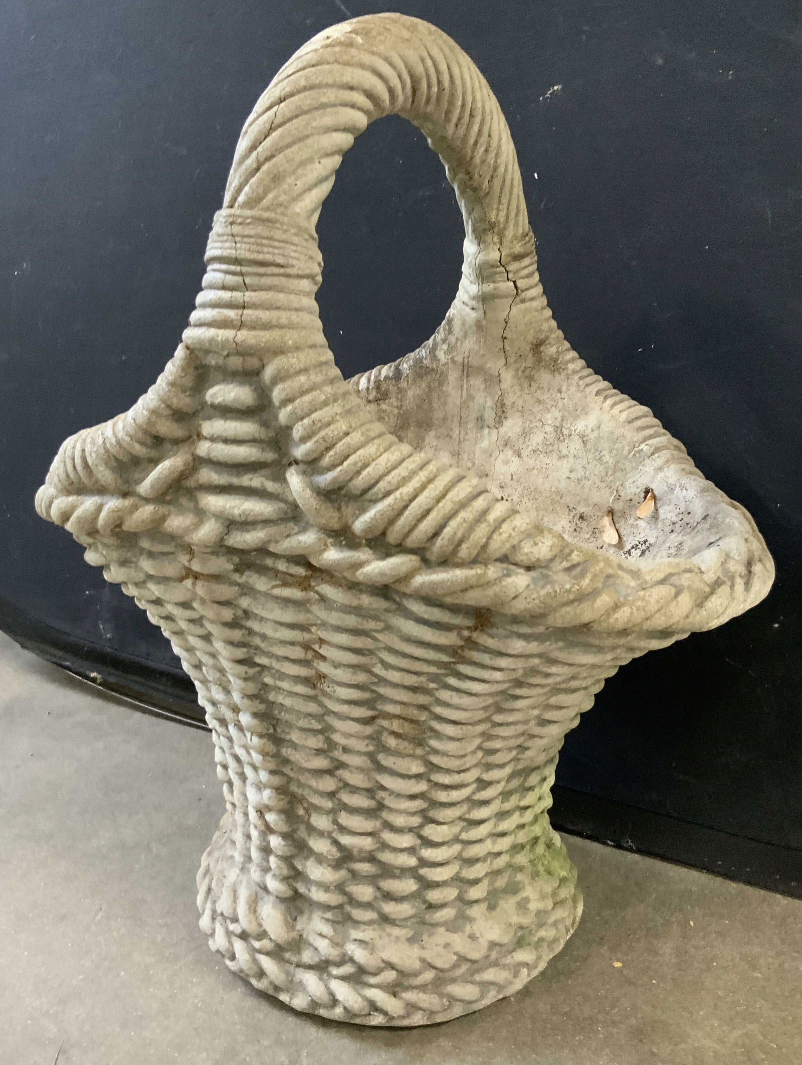 Vintage Cement Basket Form Planter (1 of 8)