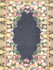 Vintage Floral Aubusson Wool Rug