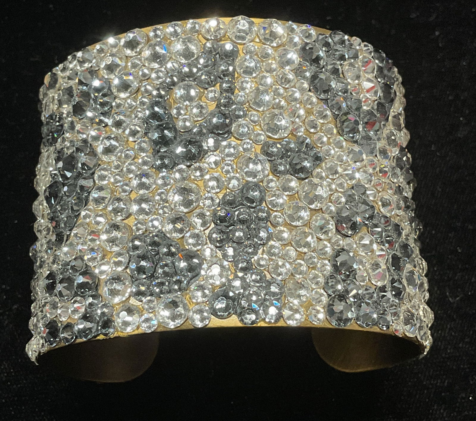 Silver Tn Black Leopard Crystal Cuff Bracelet (1 of 6)
