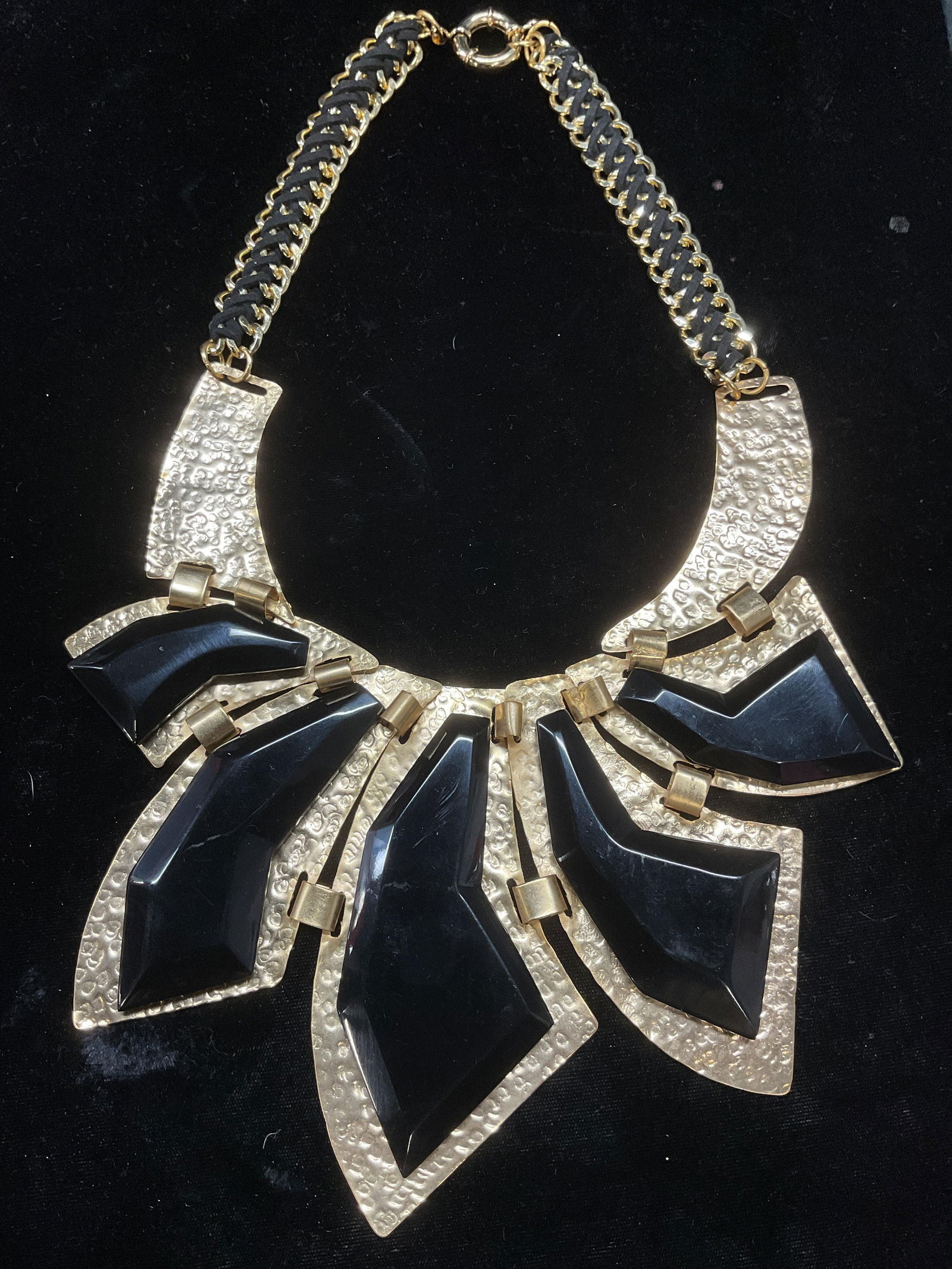 Vintage Gold Tone Black Statement Necklace (1 of 6)