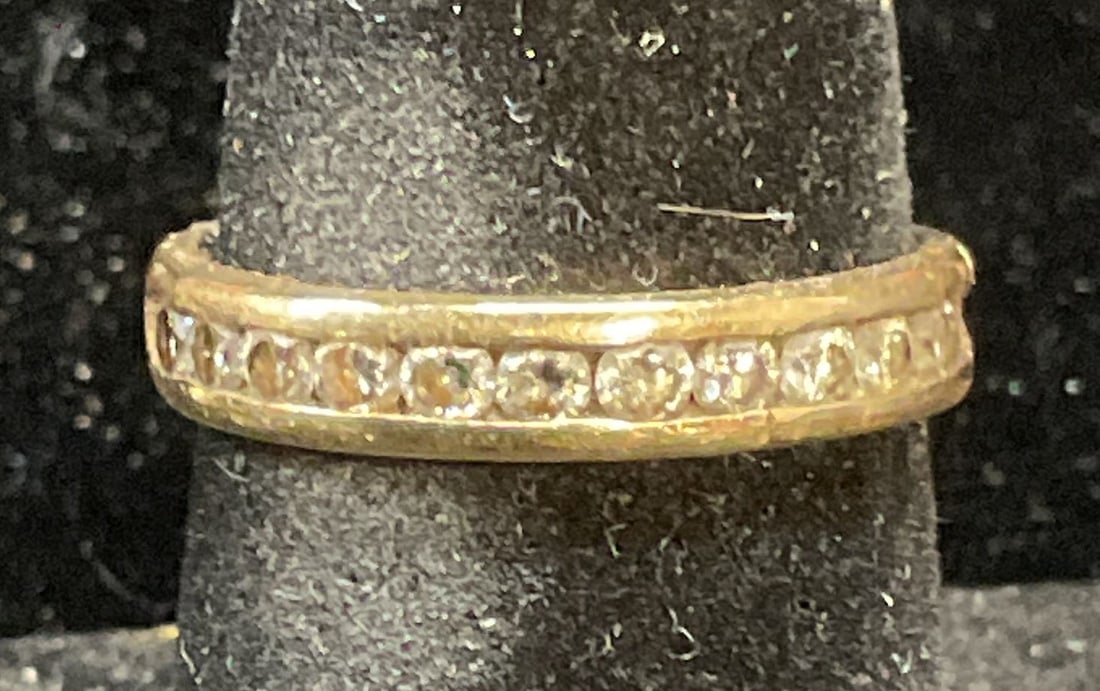 14K Gold & Diamond Half Eternity Band Ring (1 of 6)