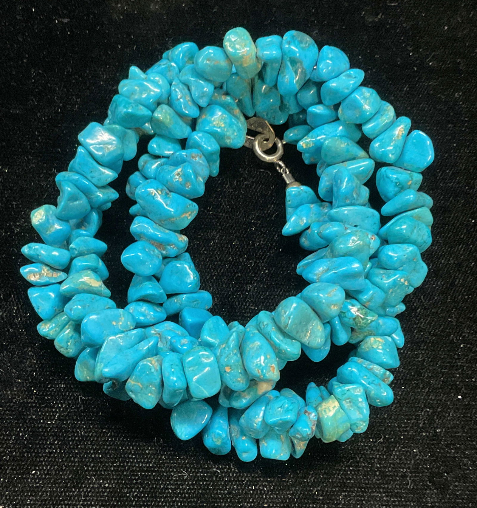 Signed Turquoise Beaded Necklace, Sterling Silver (1 of 7)