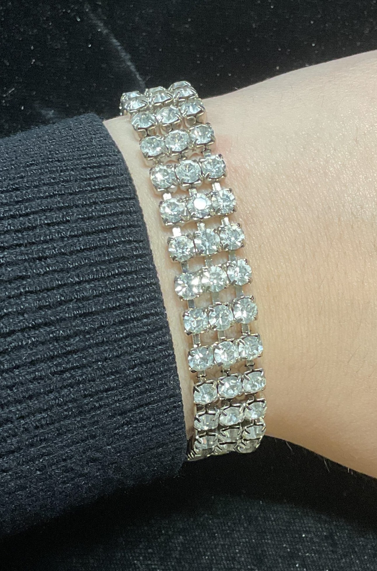 Vintage Silver Tone Crystal Bracelet (1 of 6)