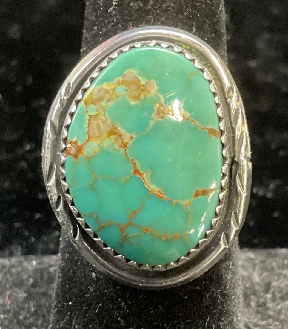 Vtg Signed Sterling Silver & Turquoise Ring (1 of 6)