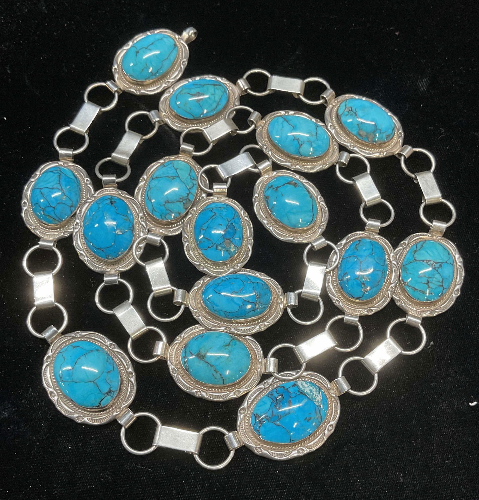 Vintage Sterling Silver & Turquoise Belt (1 of 7)
