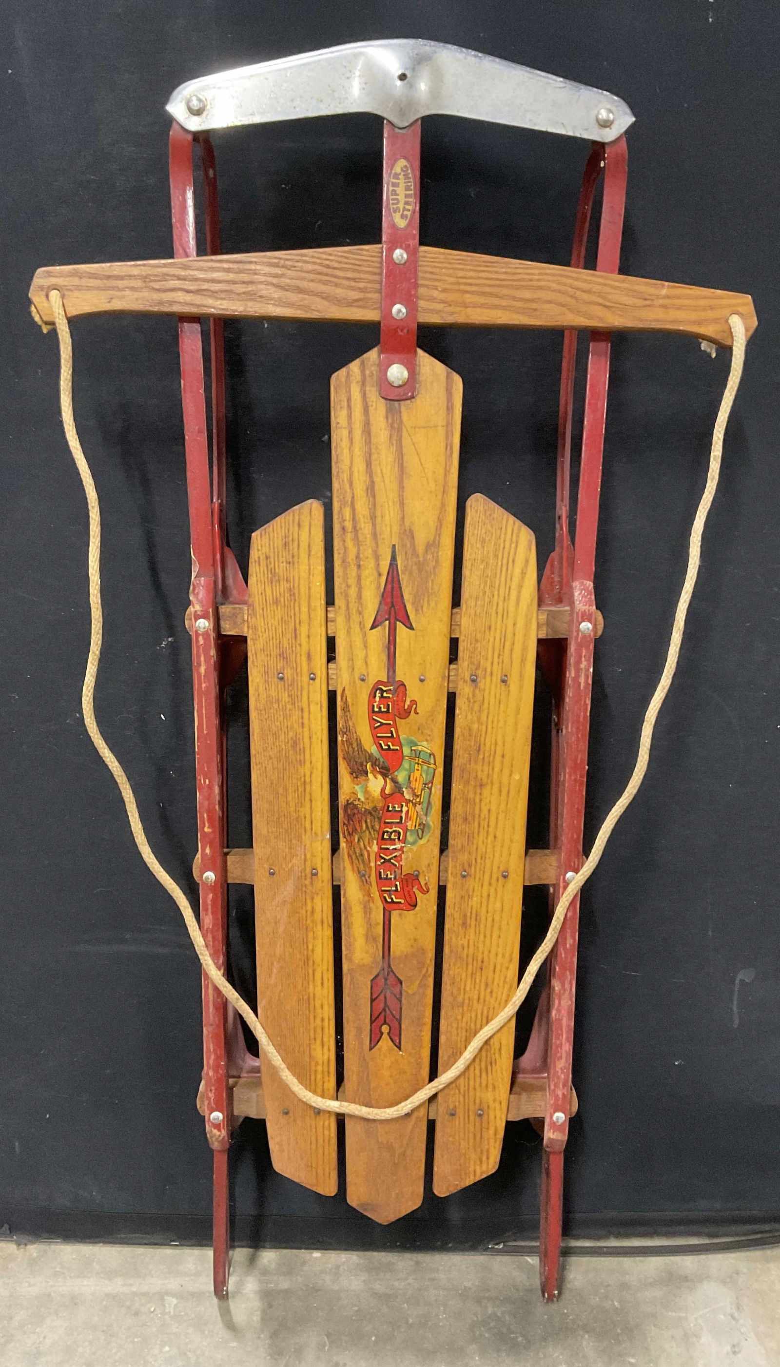 SUPER STEERING FLEXIBLE FLYER 41H USA Vntg Sled (1 of 9)