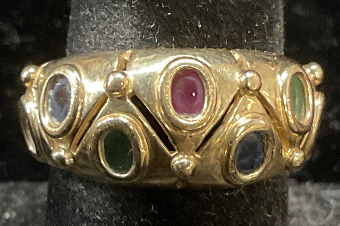 Vtg 10k Gold Colored Semiprecious Stone Ring (1 of 6)