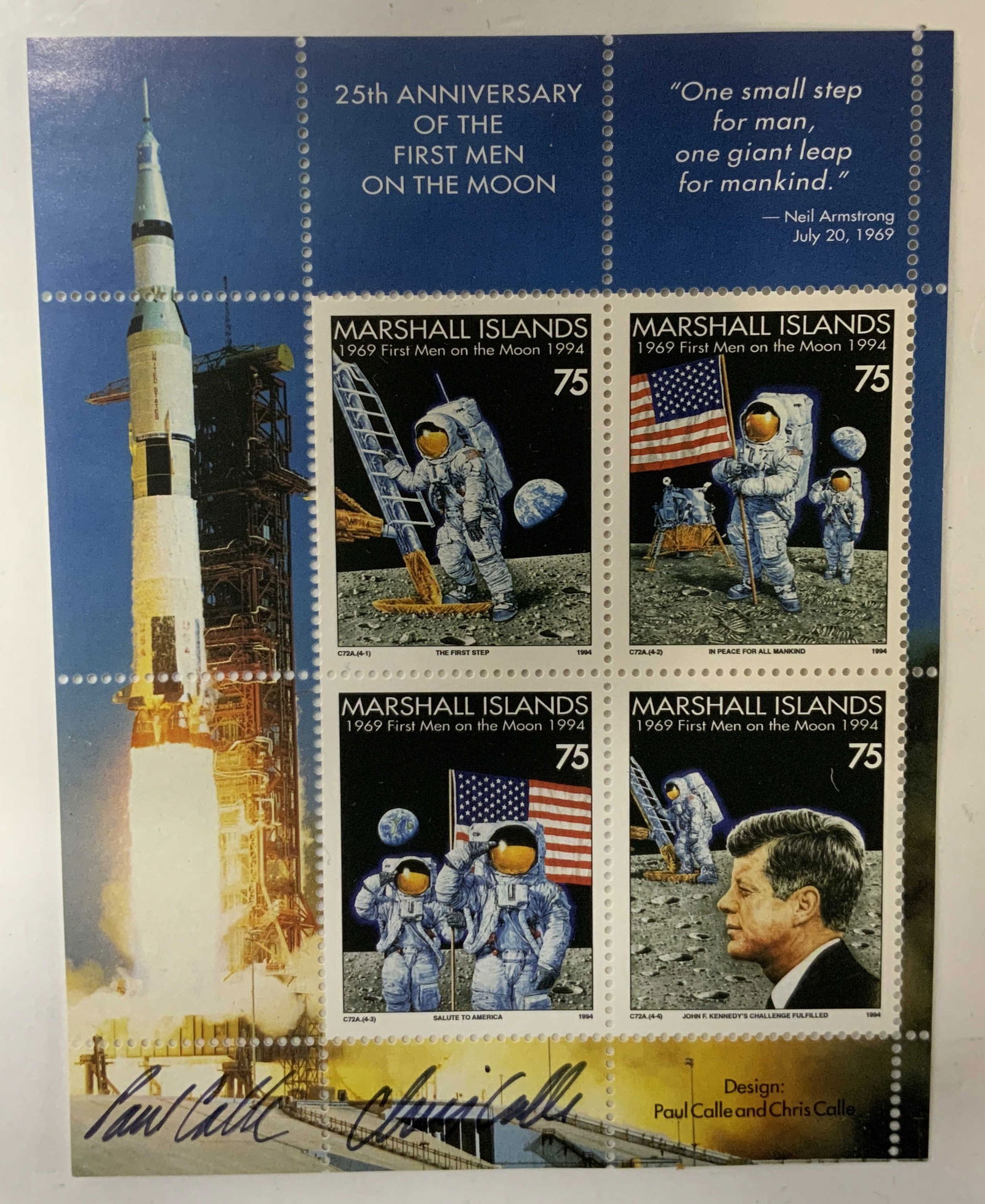 Marshall Islands Commem Stamp Sheet 1969 SIGNED (1 of 8)