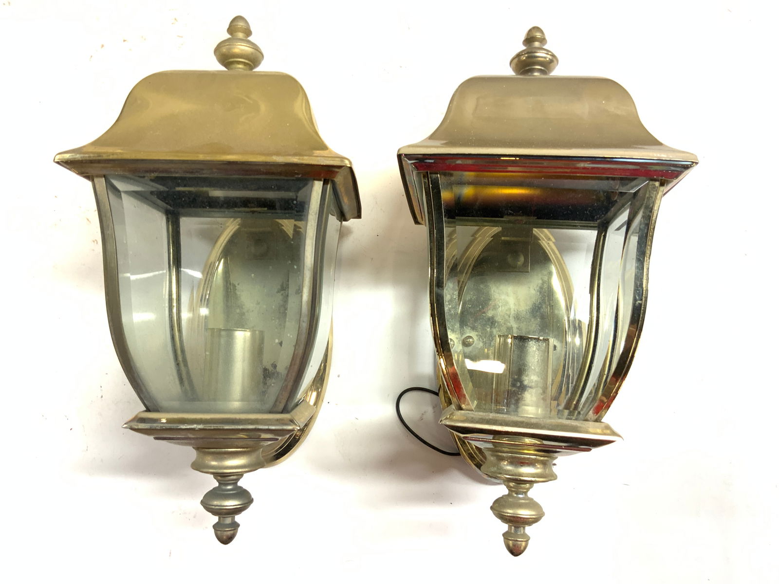 Pair Gilt Metal Porch Light Wall Sconces (1 of 10)