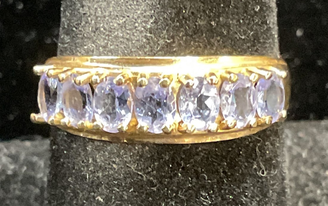 Vtg Signed CID 10k Yellow Gold Glass Stone Ring (1 of 6)