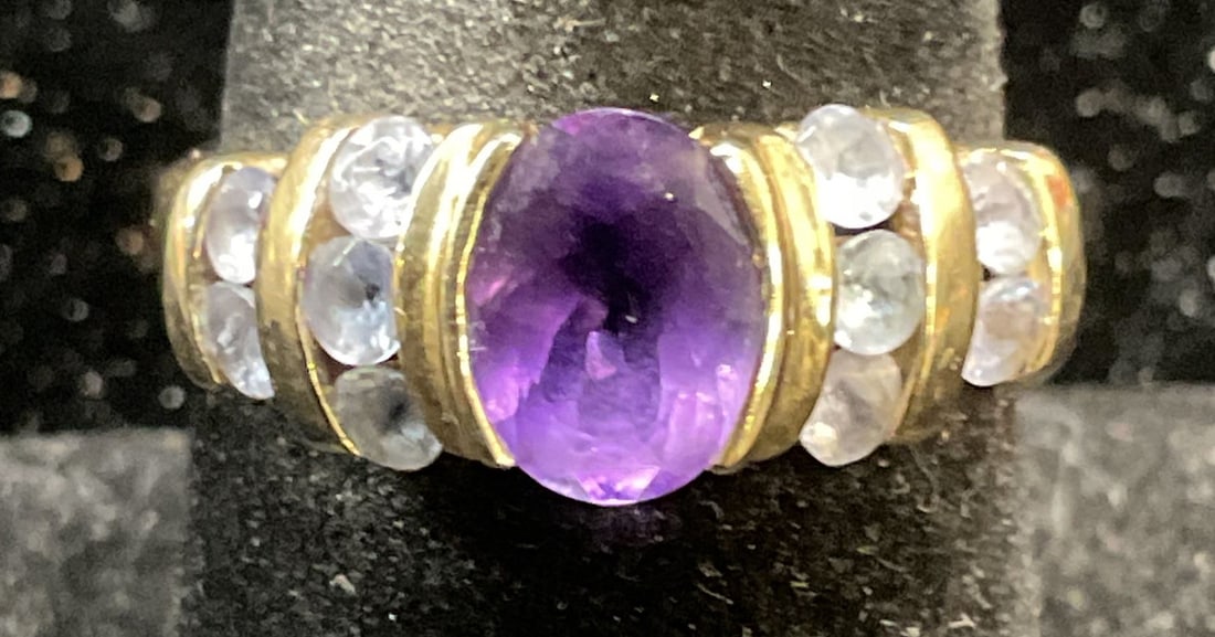 Vtg Samuel Aaron 10k Gold Semiprecious Stone Ring (1 of 6)