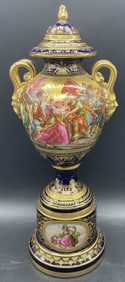 Antq ROYAL VIENNA AUSTRIA Porcelain Urn Vase 18in