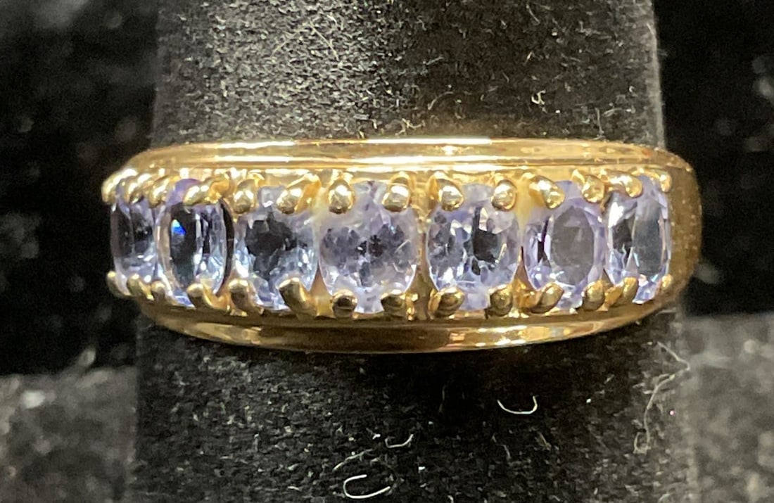 Vintage Signed 10k Yellow Gold Semiprecious Ring (1 of 6)
