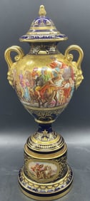 Antq ROYAL VIENNA AUSTRIA Porcelain Urn Vase 18in