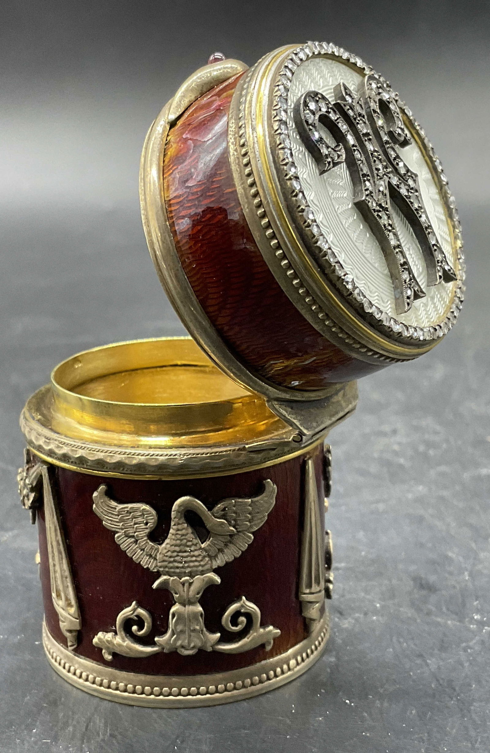 Faberge Signed 916 Silver & Diamond Trinket Box (1 of 16)