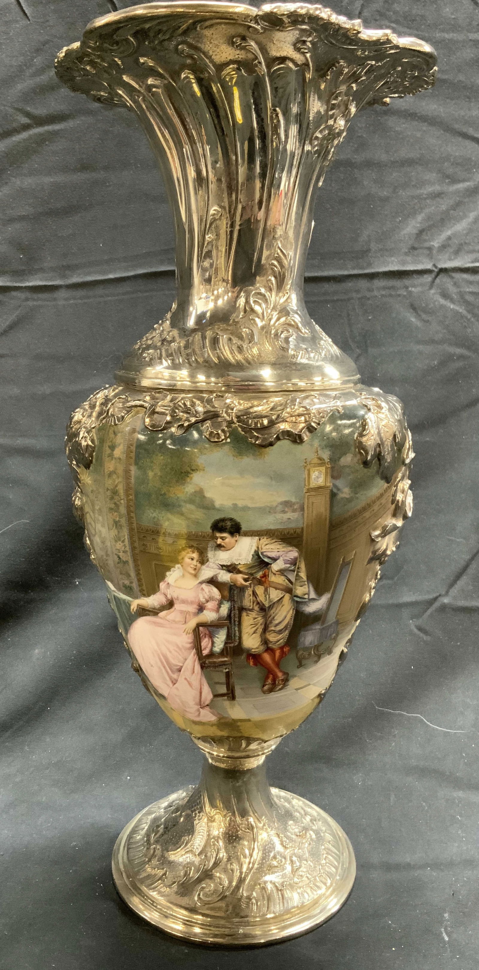 Antq French Sterling Silver & Enamel Cabinet Vase (1 of 10)