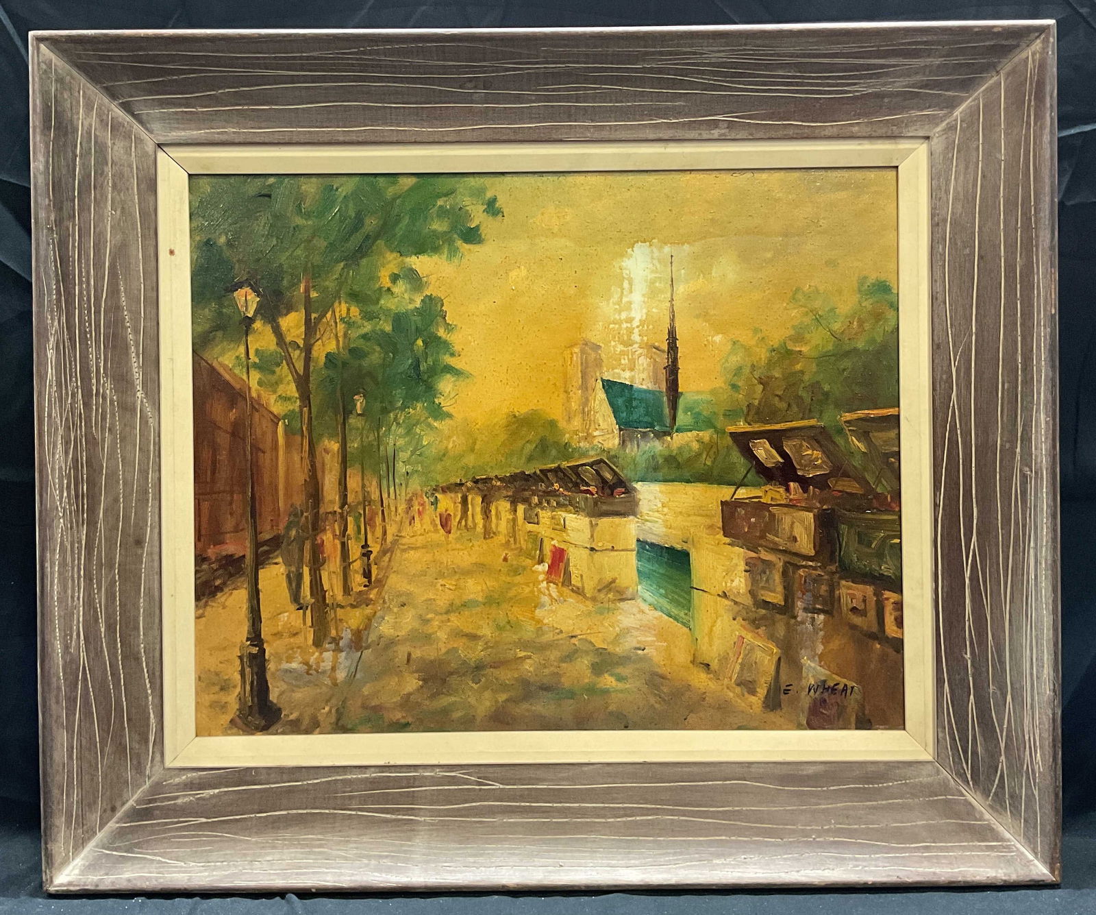 Signed E. Wheat Park Scene Oil Painting (1 of 6)
