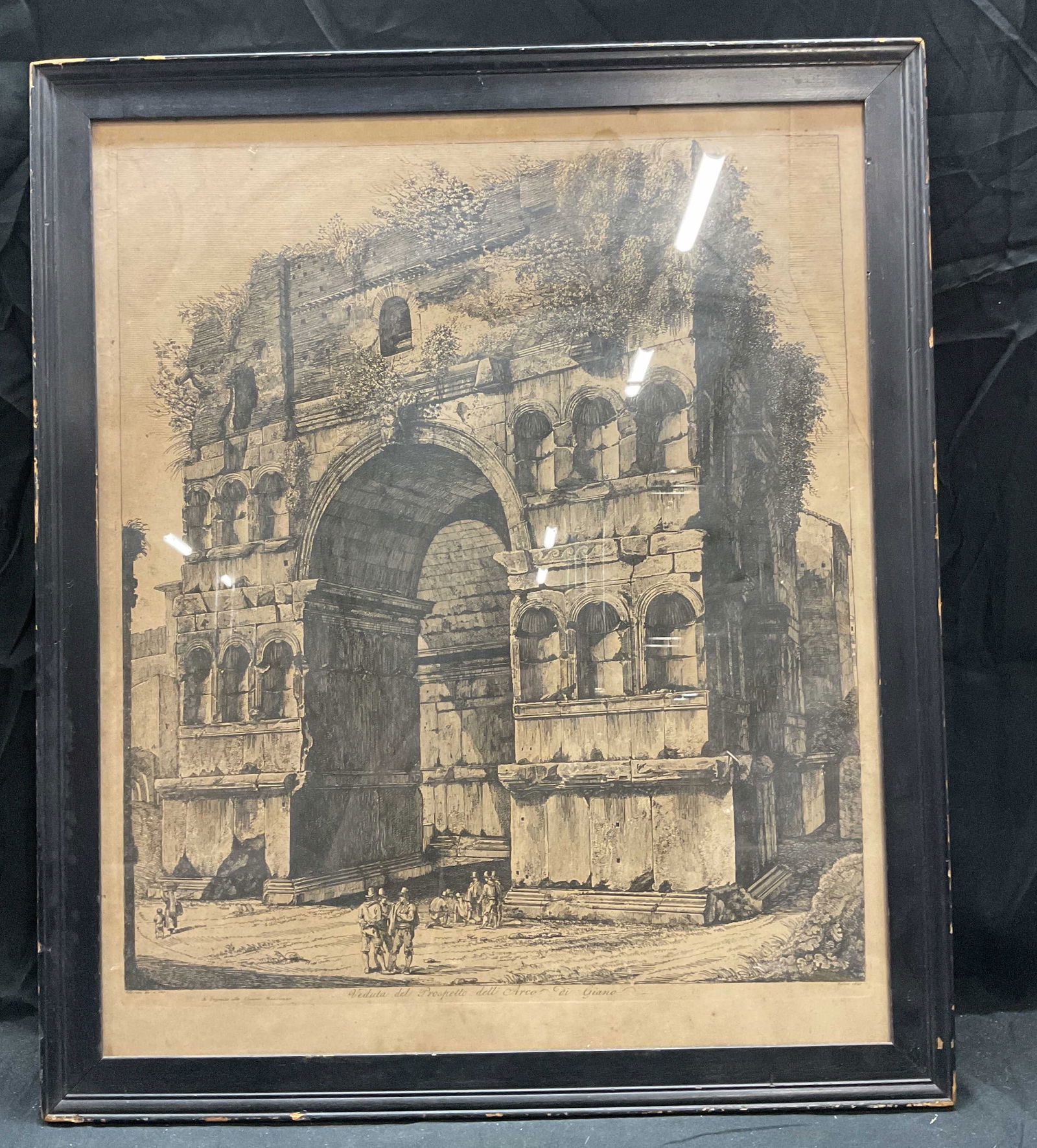 Framed Antique 1820 Arch Janus Italian Engraving (1 of 7)