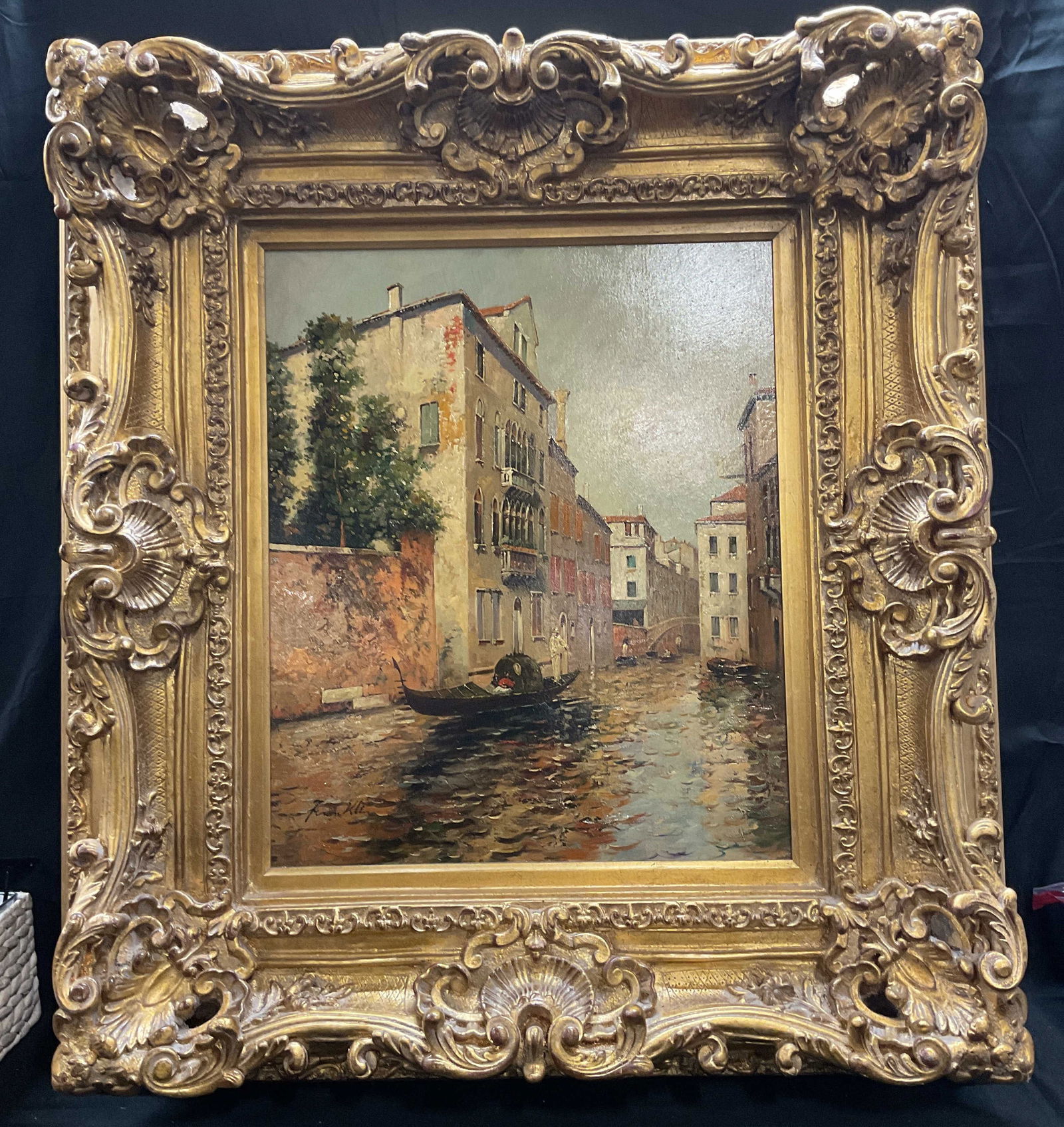 Framed Signed Venetian Scene Oil Painting (1 of 8)