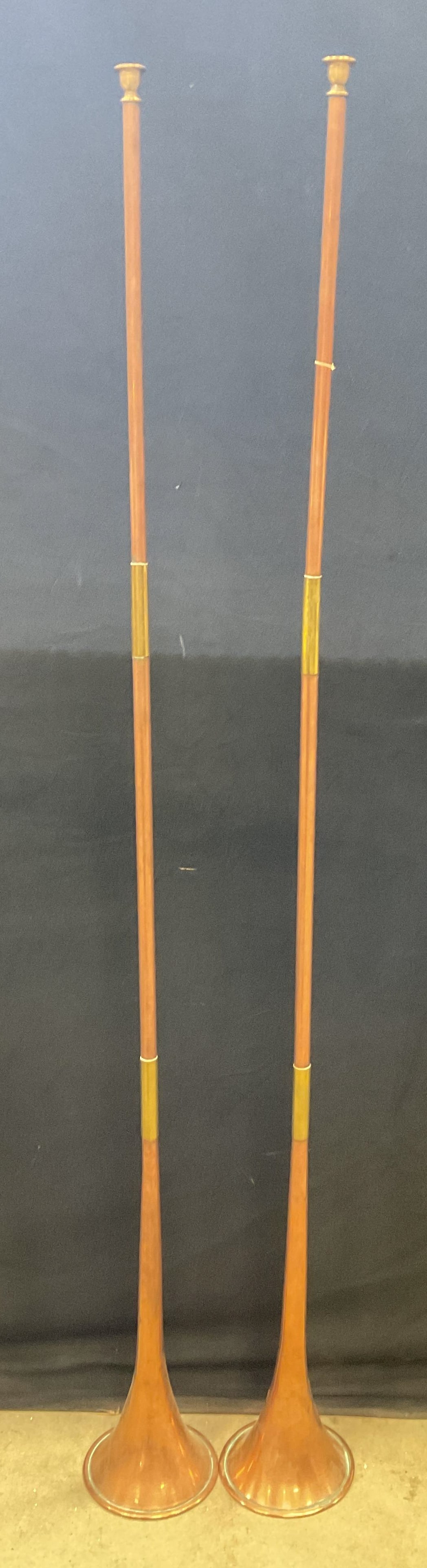 Pr Antiq Brass & Copper Long Horn, Instruments 4ft (1 of 9)