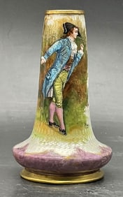 Antique French Guilloche Limoges Bud Vase