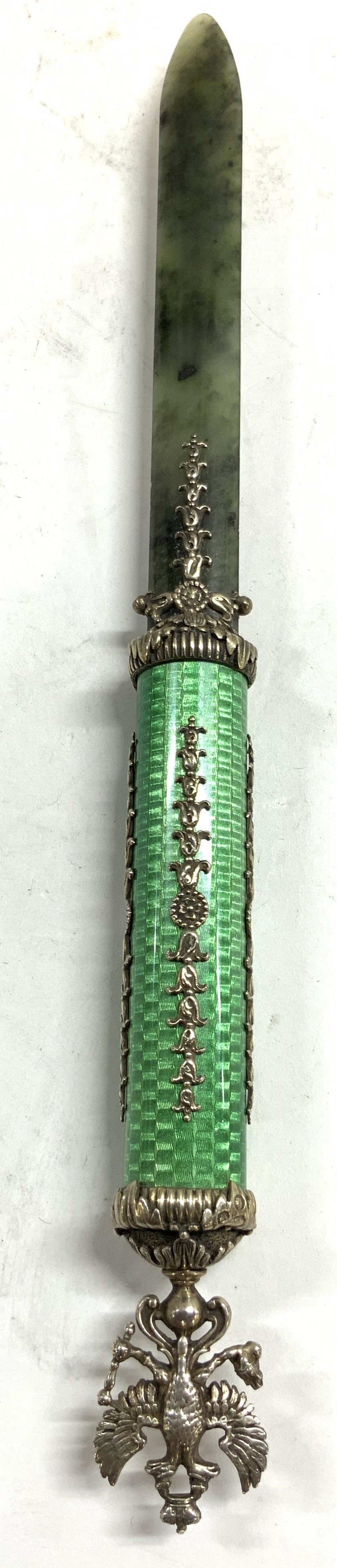 Silver & Enamel Handle Asian Jade Letter Opener (1 of 8)