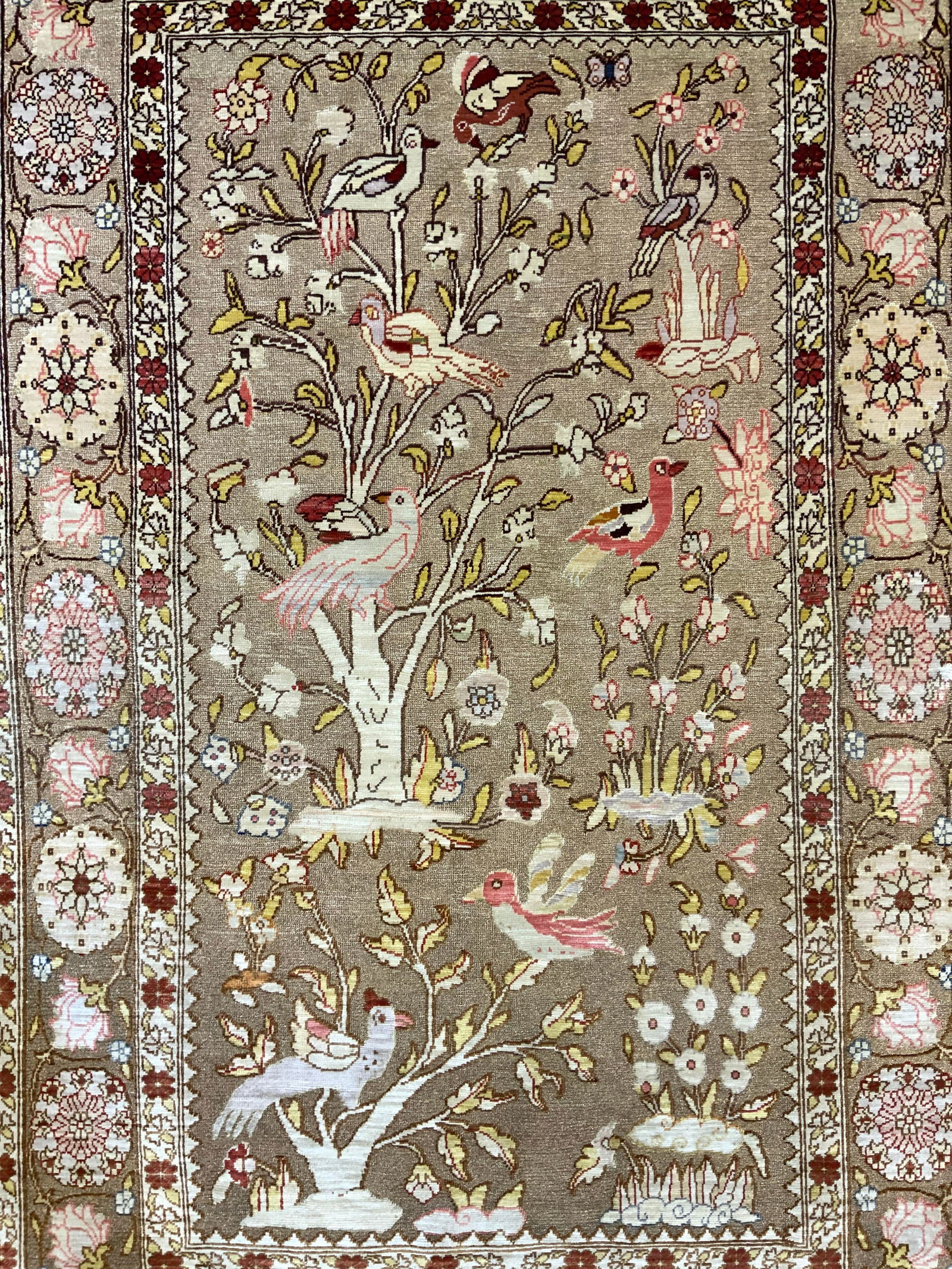 Vintage Handmade Oriental Fringed Silk Rug (1 of 10)