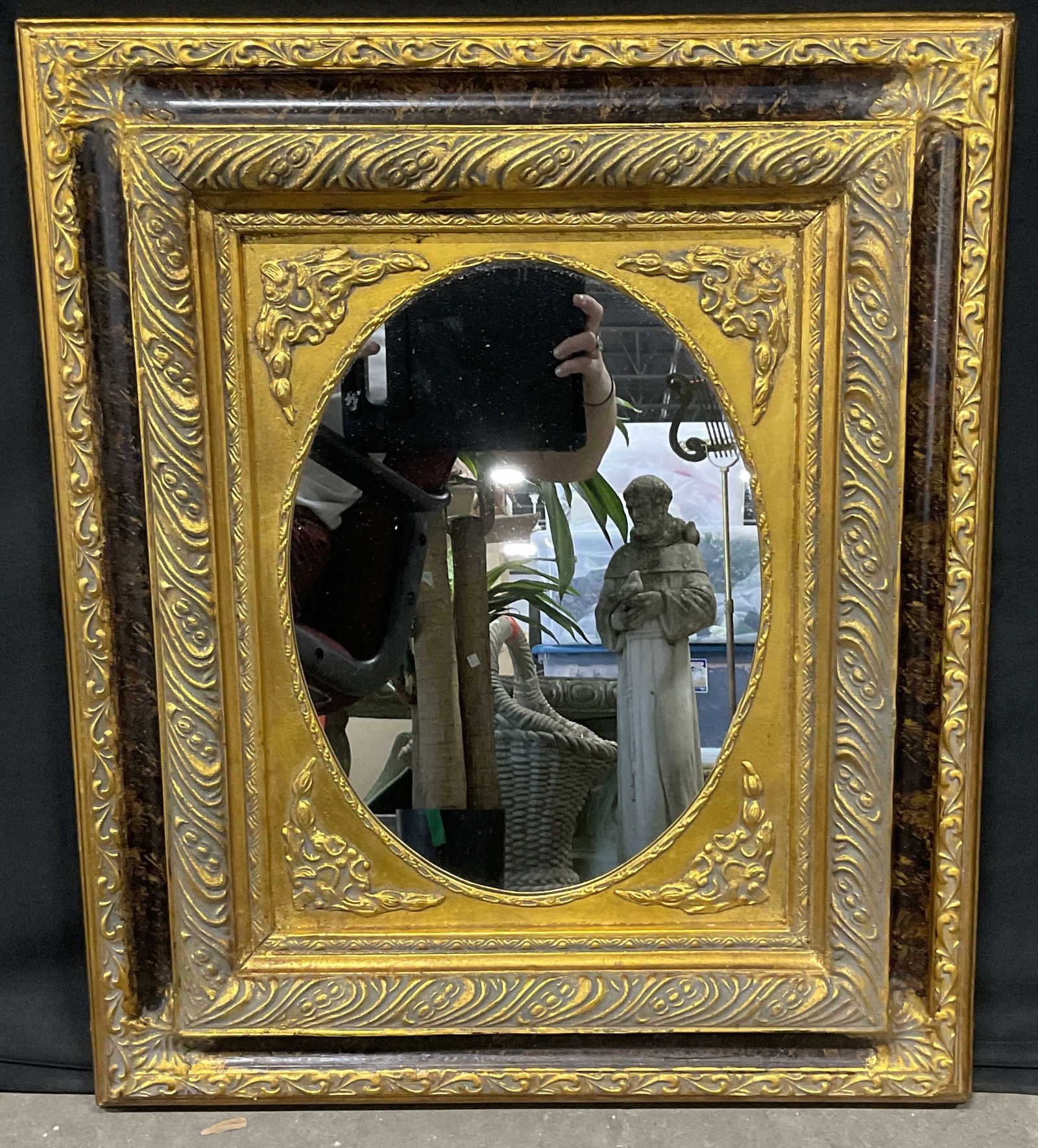 Vintage Gilt Wood Frame Wall Mirror 25in (1 of 6)