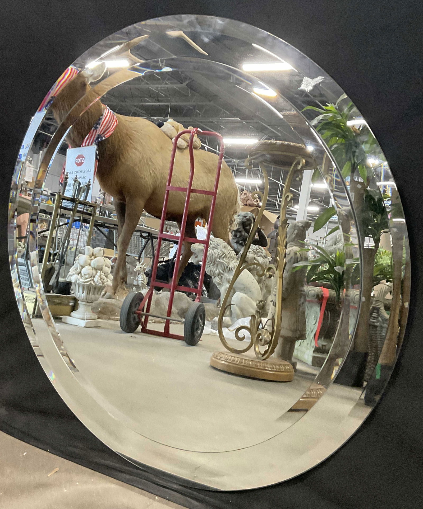 Contemporary Style Frameless Beveled Round Mirror (1 of 6)