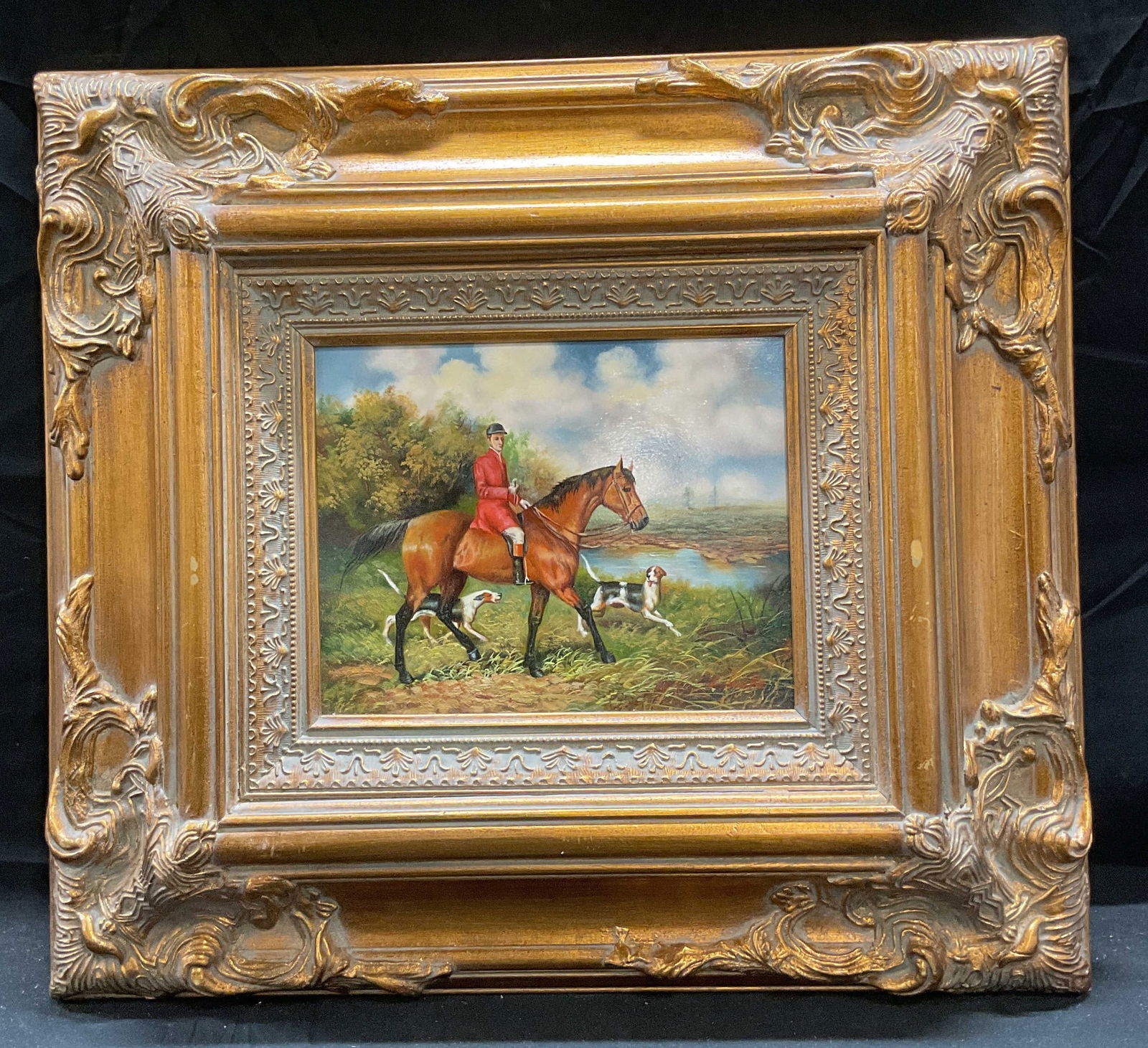 Signed After G Wright The Hunt Oil Painting (1 of 6)