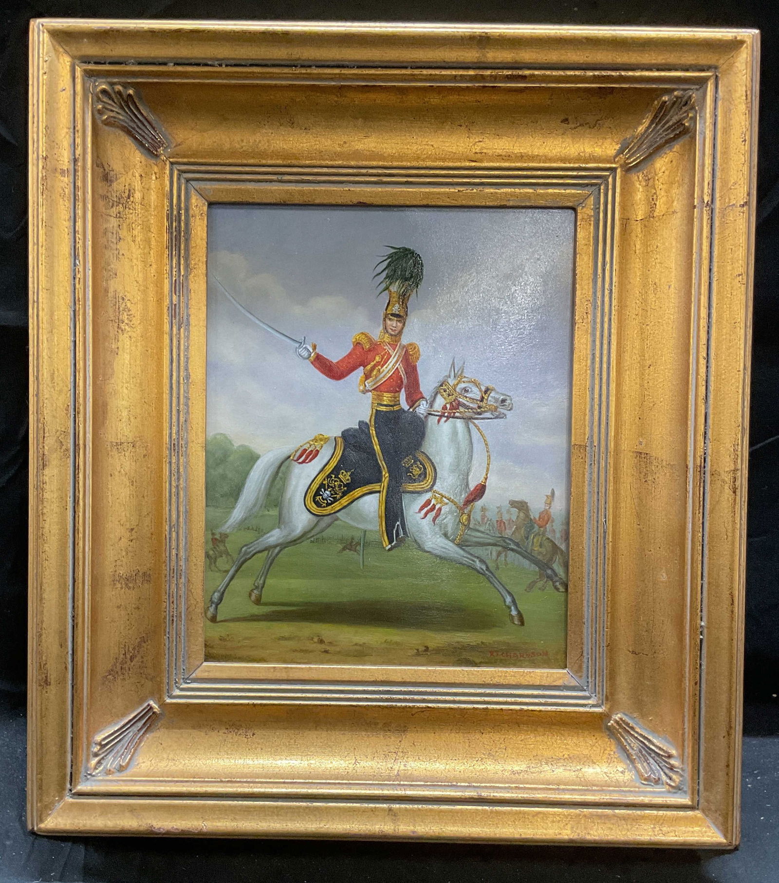 Signed Richardson Military Equestrian Painting (1 of 6)