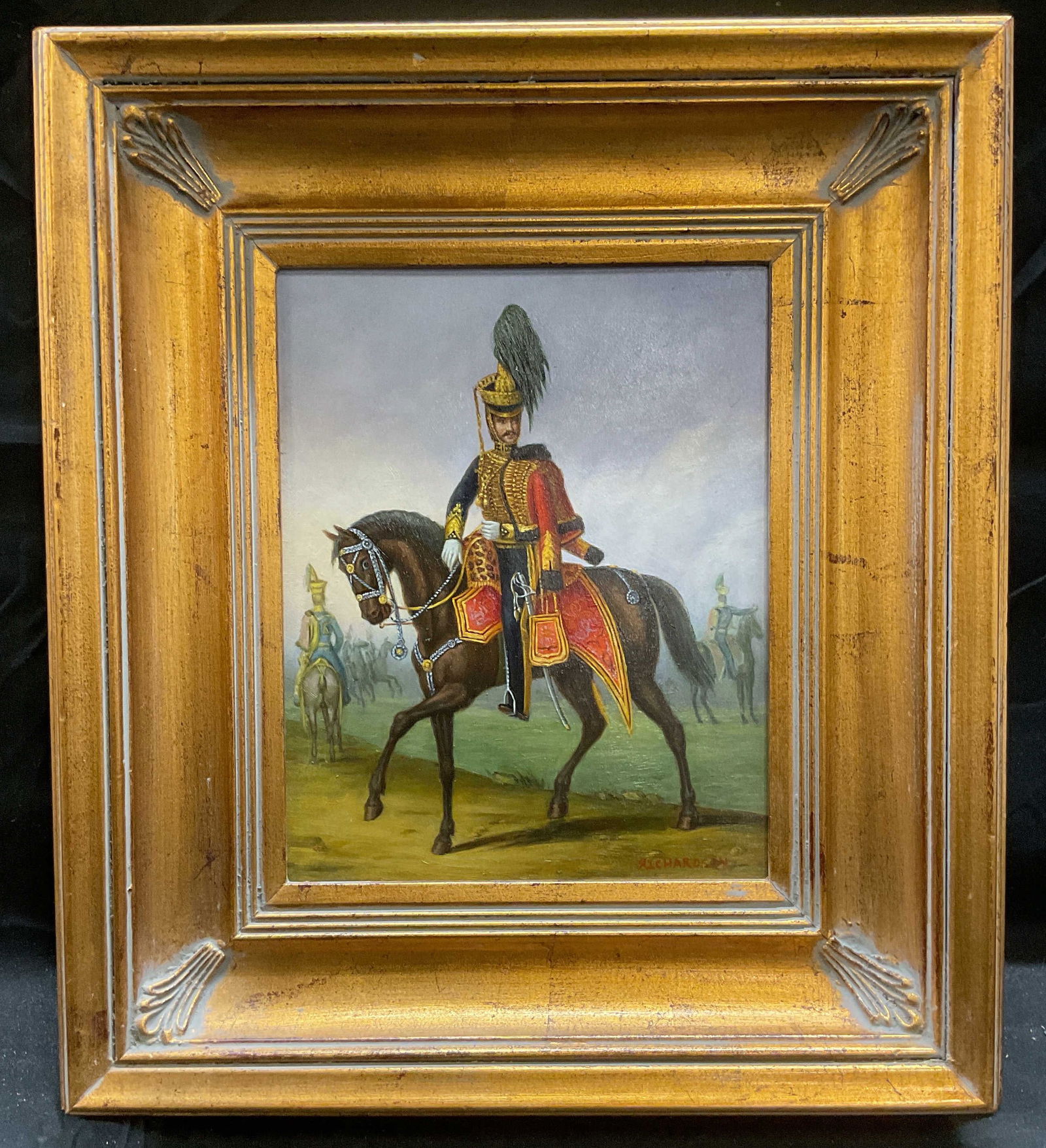 Signed Richardson Military Equestrian Oil Painting (1 of 6)