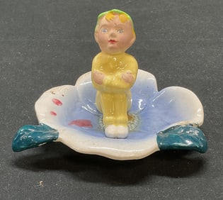 Vintage Ceramic Elf Pixie Flower Figural